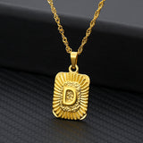 Gold Initial Square Pendant  Necklace yourstylebyd.myshopify.com